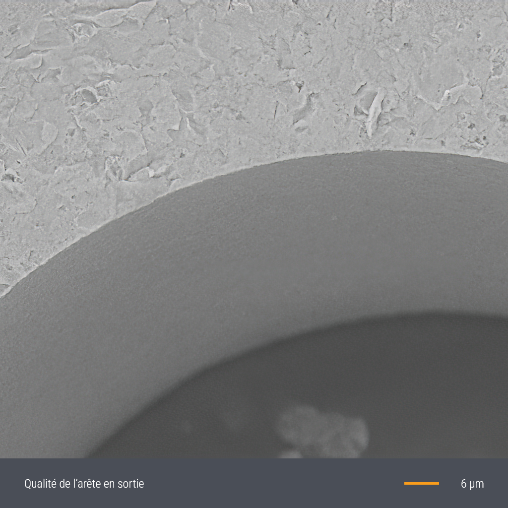 Micro-perçage qualité des bords sortie Micro-perçage qualité des bords sortie