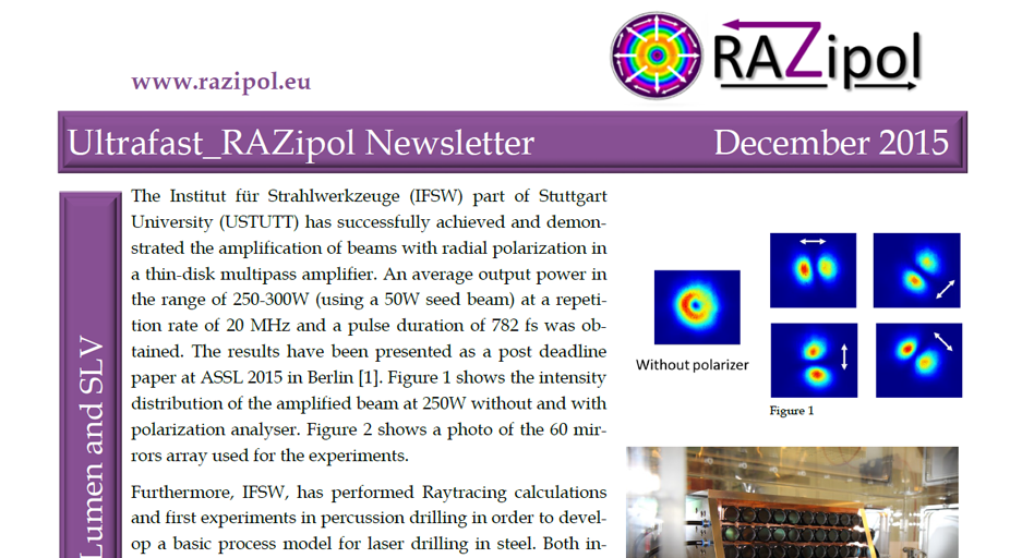 Ultrafast Laser RAZipol Newsletter